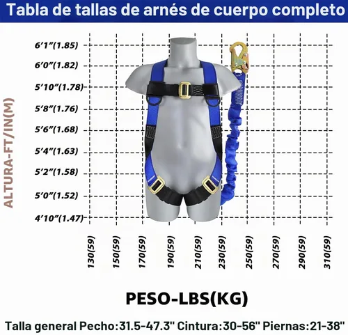 Vista 7 de TRSMIMA Arnés de seguridad para protección contra caídas, kit de arnés