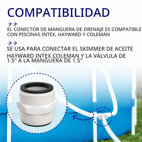 Vista 6 de Conector de manguera de piscina de 1.5 pulgadas para Intex Coleman W/2