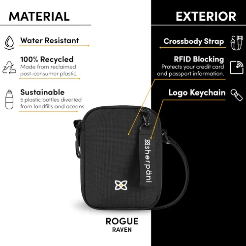 Vista 5 de Sherpani Rogue, Mini bolso cruzado, bolso de hombro, bolso cruzado, bolsos cruzados para mujer, bolsa de viaje