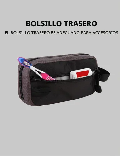 Vista 7 de GOX Neceser de viaje Dopp Kit caso para hombres multifunción bolsa organizadora de embalaje Negro/Gris