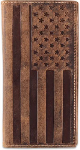 Vista 19 de F&L CLASSIC Billetera de cuero genuino RFID con aspecto vintage, billetera larga plegable para hombres, Retro Estilo cocodrilo marrón