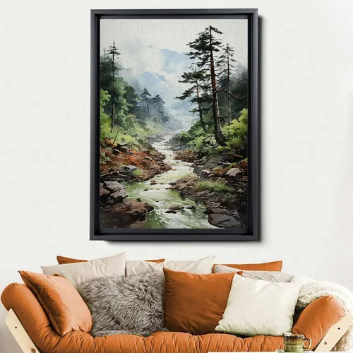 Vista 6 de Forest Pieces Wall Art Prints, Nature Art, Abstract Landscape Nature Art Tree Painting Decor, Woodland Living Room Art, Forest Art Print