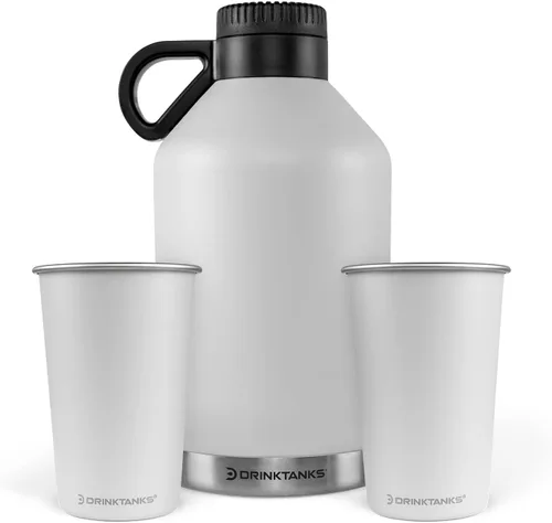 Vista 8 de DrinkTanks® - Growlers de acero inoxidable de 64 onzas para cerveza y tazas de acero inoxidable de 16 onzas, cultivador de cerveza aislado con 2