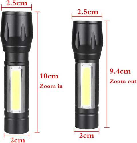 Vista 6 de CLEZGO - Linternas recargables de alto lumens LED, mini linterna recargable USB para el hogar, 3 modos de enfoque ajustable, linterna portátil