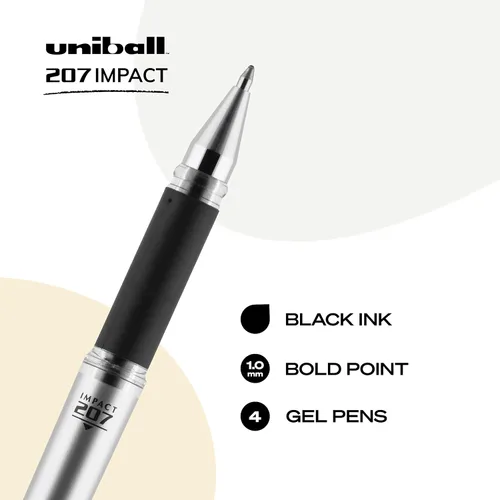 Vista 7 de Uniball Signo 207 Impact RT - Bolígrafos de gel retráctiles (paquete de 12) y bolígrafos de gel Uniball Signo 207 Impact Stick (paquete de 4)