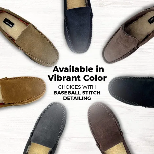Vista 8 de Clarks Mocasines de gamuza Freddie para hombre, zapatos de casa para interiores y exteriores, antideslizantes, suela flexible, cómoda pantufla