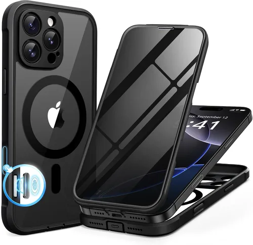 Vista 115 de BERFY Funda para iPhone 12 Pro Max, compatible con MagSafe, protector de pantalla de privacidad integrado y protección de cámara, antiespía