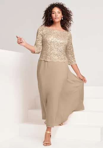 Vista 5 de Roaman's Vestido Popover de encaje de talla grande para mujer