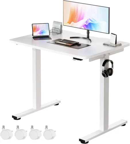 Vista 23 de Okin Escritorio Eléctrico de Pie de 31.5x19.7 Pulgadas Escritorio Pequeño para Computadora - Escritorio de Pie de Pieza Completa con Ruedas Gaming