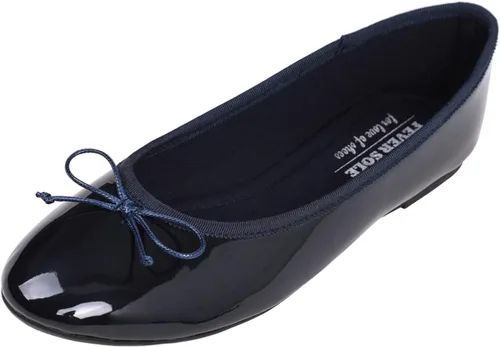Vista 11 de FEVERSOLE Zapatos planos de ballet de patente para mujer, color macarrón colorido Beige