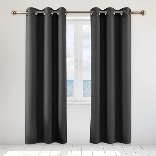 Vista 20 de Simple Deluxe 2 cortinas de cocina a cuadros de búfalo, cortinas cortas a cuadros para ventanas de media cafetería, 26 pulgadas de ancho x 36 Negro
