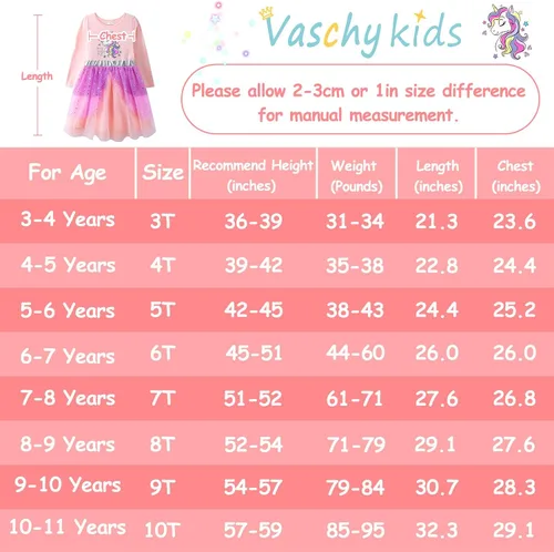 Vista 6 de VASCHY Lindo traje casual de manga larga para niñas de otoño y primavera, talla 3-10T