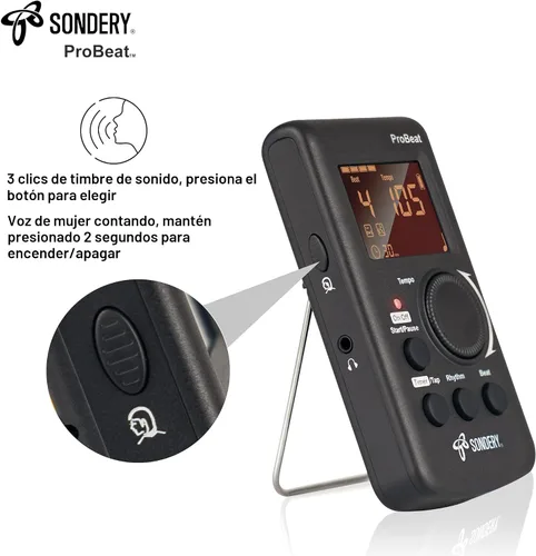 Vista 3 de Sondery Metrónomo digital recargable conteo vocal para piano guitarra