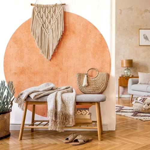Vista 2 de Calcomanía de pared circular con estampado pastel, medio círculo, semicírculo, decoración de pared, geométrico, guardería, despegar y pegar
