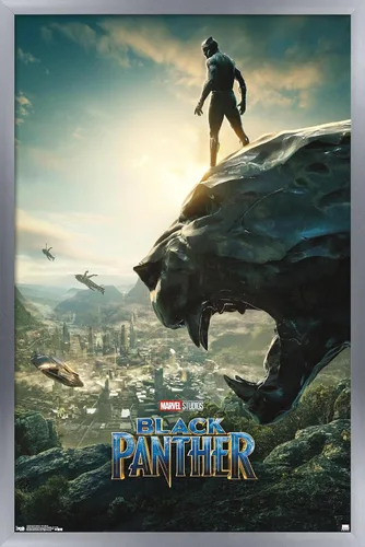 Vista 10 de Trends International Marvel Cinematic Universe - Póster de pared de una hoja de Black Panther Monument, 14.725 x 22.375 pulgadas, versión enmarcada