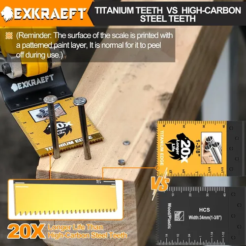 Vista 4 de Juego de 26 cuchillas oscilantes para herramientas oscilantes, de titanio, para madera, plástico, metal, bimetálicas, para Dewalt Milwaukee Ryobi