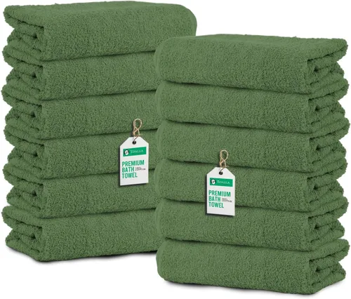 Vista 12 de Toallas de baño_Paquete de 12 toallas de baño beige (paquete de 12, 27 pulgadas de ancho x 54 pulgadas de largo), color beige, toalla de algodón