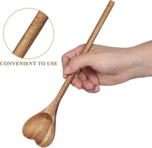Vista 5 de UPKOCH Cuchara de madera en forma de corazón, cuchara de amor de mango largo para aperitivo, servir, mezclar, utensilio de cocina para embutidos