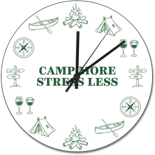 Vista 73 de Reloj de pared Whatever Modern Wood Clock de 10 pulgadas, silencioso, sin tictac, funciona con pilas, para sala de estar, dormitorio, cocina, A