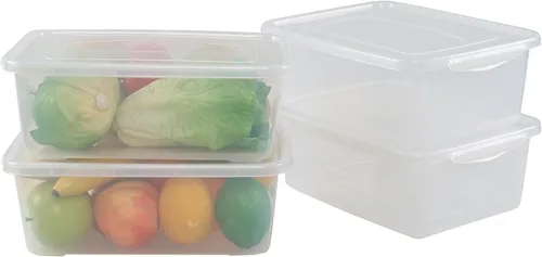 Vista 2 de Caja transparente de 6.5 cuartos de galón, contenedores de almacenamiento de plástico con tapas, juego de 4