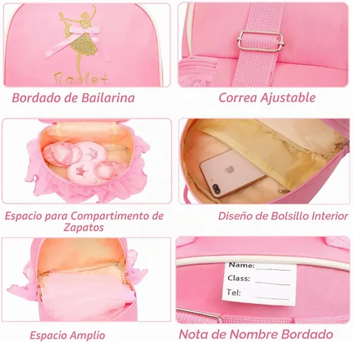 Vista 7 de Dorlubel - Linda mochila de ballet con tutú con llavero para niñas Tutú rosa niña 7