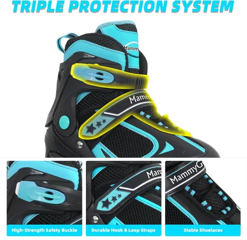 Vista 23 de MammyGol Patines en línea ajustables para niños y niñas, patines con ruedas iluminadas de 4 a 16 años