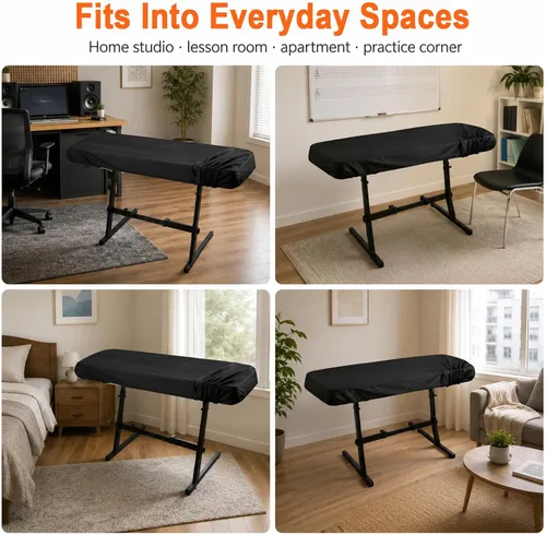 Vista 4 de Funda para teclado de piano de 88 teclas, cobertura completa con cordón elástico y bloqueo ABS, ajuste universal para pianos digitales de 88 teclas
