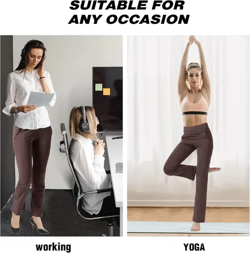 Vista 6 de Cifupy Pantalones de yoga con corte de bota para mujer con bolsillos, pantalones de entrenamiento de cintura alta para mujer, pantalones de yoga