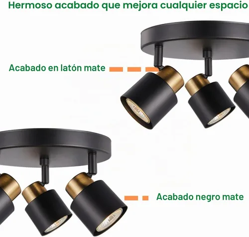 Vista 6 de Kit de iluminación de riel de 3 luces, toldo con acabado de latón negro mate con foco de techo moden empotrado para cocina, comedor, sala de estar