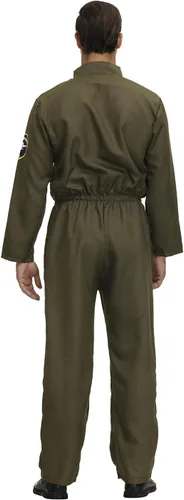 Vista 2 de Grebrafan Disfraz de piloto para hombre, traje de vuelo verde
