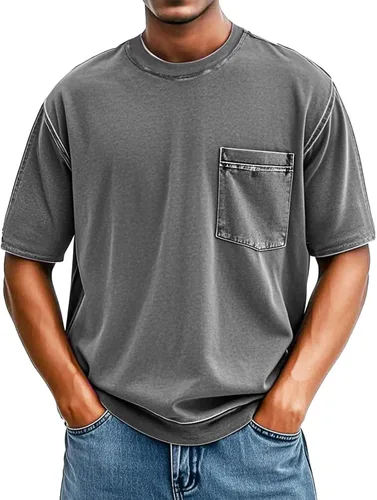 Vista 13 de Men's Summer Vintage Tops Casual Stylish Short Sleeve Crewneck T Shirts Lightweight Basic Tee Shirts with Pocket