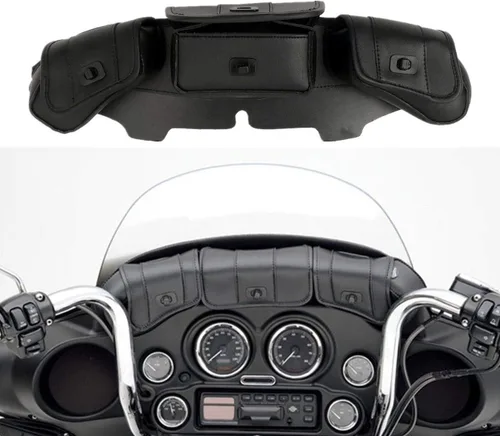 Vista 7 de TCT-MOTORPARTS Bolsa de parabrisas con 3 bolsillos Bolsa de carenado Apto para Harley Touring 2014-2025 FLHT, FLHTC, FLHX, FLHTK, FLHTCU Electra