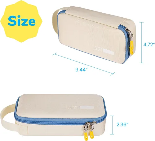 Vista 6 de Estuche grande para lápices, estuche duradero para bolígrafos con gran capacidad, bolsa de papelería portátil minimalista con asa para escuela