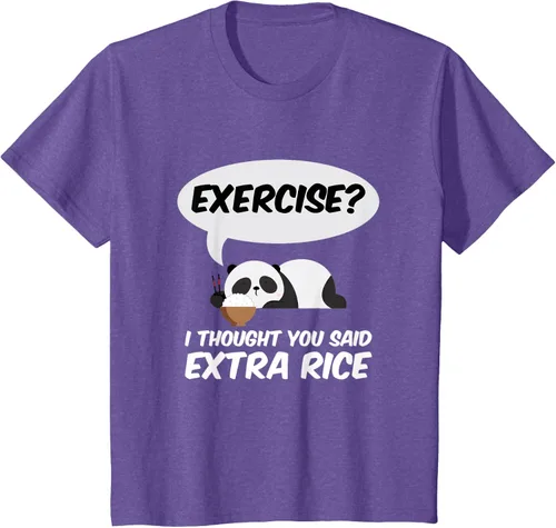 Vista 42 de ¿Ejercicio? I Thought You Said Extra Rice Panda Gift T-Shirt, Negro, S