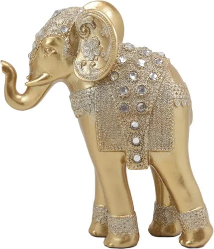 Vista 4 de Ebros Feng Shui - Figura decorativa de oro real con cristales, tronco arriba, estatua de elefante de 8.75 pulgadas de alto, Vastu 3D, zen, símbolo