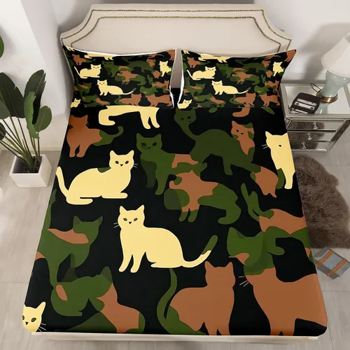 Vista 10 de Erosebridal Juego de ropa de cama de camuflaje para niños, sábanas de camuflaje militar, tamaño individual para adolescentes, jóvenes, adultos