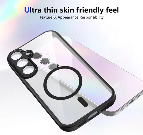 Vista 629 de Funda magnética transparente compatible con Xiaomi 17T, color negro 2 en 1 PC + TPU cubierta de teléfono a prueba de golpes, carcasa protectora