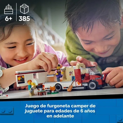 Vista 3 de LEGO City - Furgoneta de Vacaciones de Aventura Festiva 60454 - Juego de juguetes de construcción para niños, niños y niñas a partir de 6 años