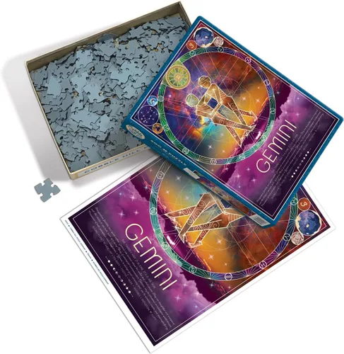 Vista 3 de Cobble Hill - Rompecabezas del zodiaco de 500 piezas, Géminis, póster de muestra incluido