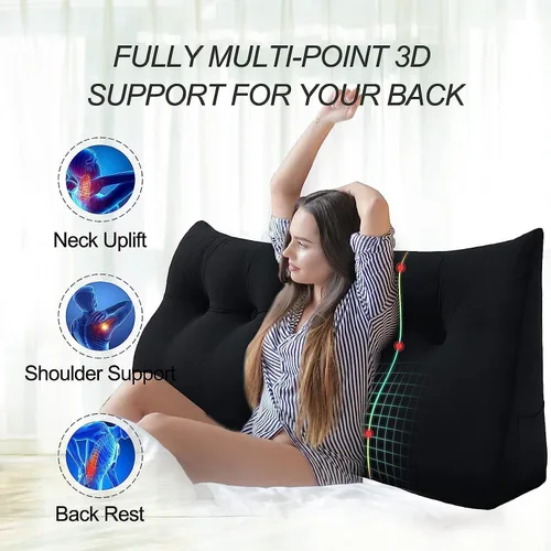 Vista 2 de Almohada de cuña de lectura triangular Queen, cojín de respaldo para cabecero reclinable, almohada de lectura, cojín triangular para posicionamiento
