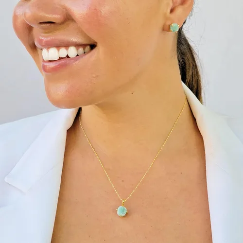 Vista 17 de Aretes de piedra preciosa natural en bruto con oro amarillo sobre plata de ley 925, 6 a 0.276 in, regalo de piedra de nacimiento de calidad genuina
