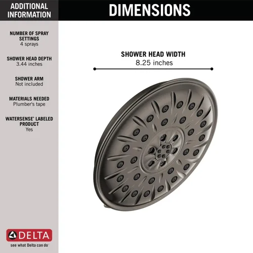 Vista 3 de Delta -Faucet 52487-KS-PR - Cabezal de ducha universal con componentes de ducha, Lumicoat negro inoxidable