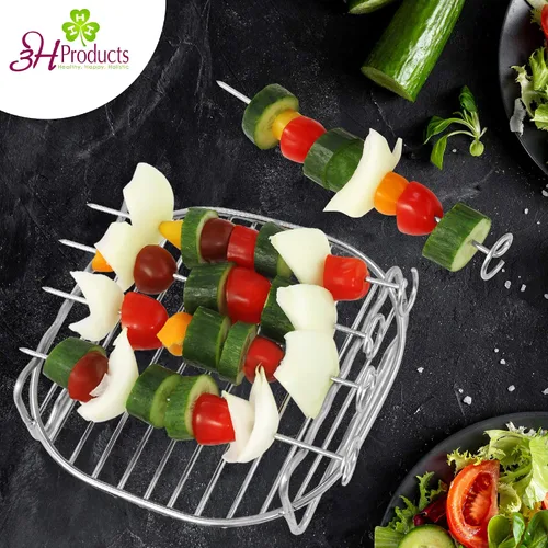 Vista 5 de 3hproducts - Estante multiusos XL de doble capa compatible con freidoras de aire de más de 5.5 cuartos de galón con 5 pinchos