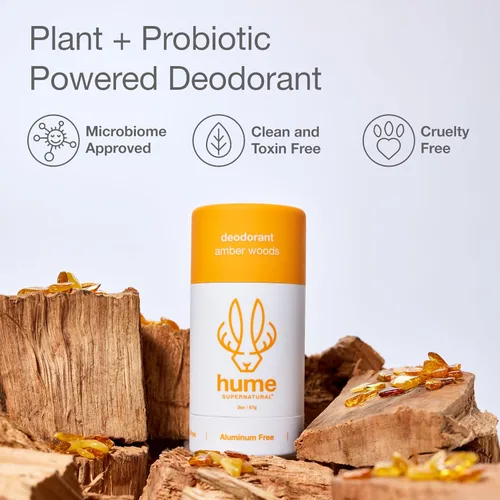 Vista 3 de Hume Supernatural Desodorante sin aluminio para mujeres y hombres, seguro para pieles sensibles, probiótico, a base de plantas, sin bicarbonato