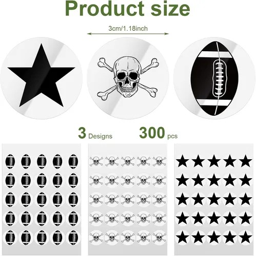 Vista 3 de 300 Pcs Football Helmet Decal Football Stickers Self Adhesive Helmet Stickers for Youth Hockey Baseball Softball Batting Vinyl Decal