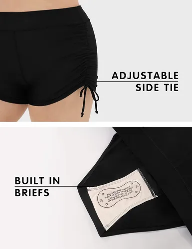 Vista 3 de COOTRY Pantalones cortos de natación para mujer, talla grande, cintura alta, traje de baño, pantalones cortos de traje de baño para niños, bikini
