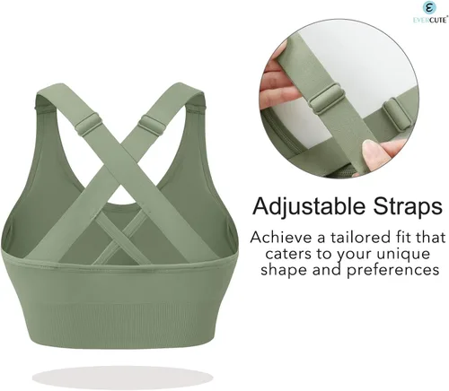 Vista 2 de High Support Sports Bras for Women, Padded Criss Cross Seamless 3-5Pack