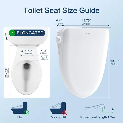 Vista 8 de Asiento de inodoro inteligente con control remoto, asiento con calefacción ajustable y secador de aire, agua caliente instantánea sin fin, múltiples