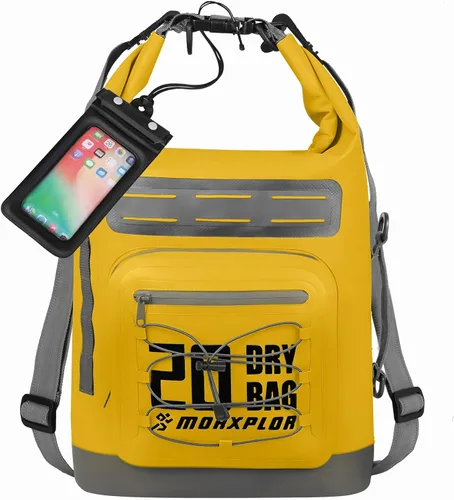 Vista 33 de MORXPLOR Bolsa seca impermeable, 5L/10L/20L/30L/40L/55L Mochila seca con funda impermeable para teléfono para natación, kayak