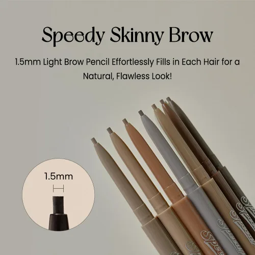 Vista 3 de PERIPERA Speedy Skinny Brow (01 Gris Marrón), Lápiz de Cejas Preciso de 1.5mm de Grosor, Punta Fina de Doble Cara, Define y Relleno de Cejas